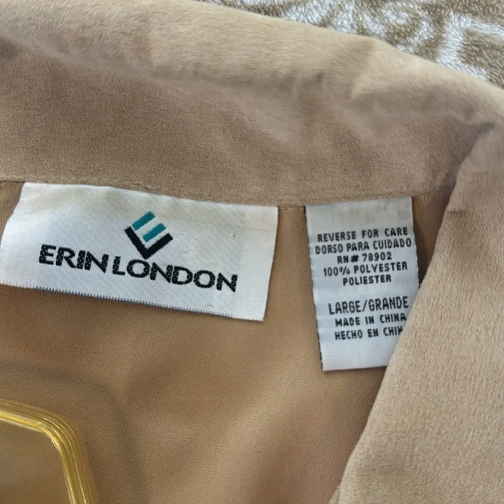 Erin London Faux Suede Polyester Tan Shirt Jacket Button Down SzL